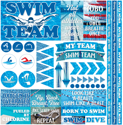 Reminisce Swim Team Scrapbook Stickers