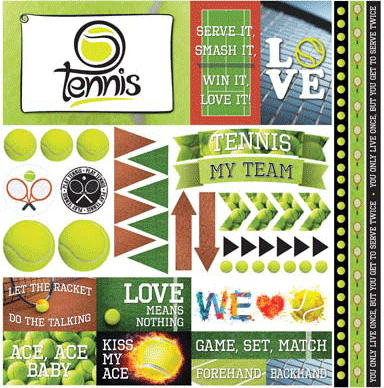 Tennis 12x12 Stickers by Reminisce