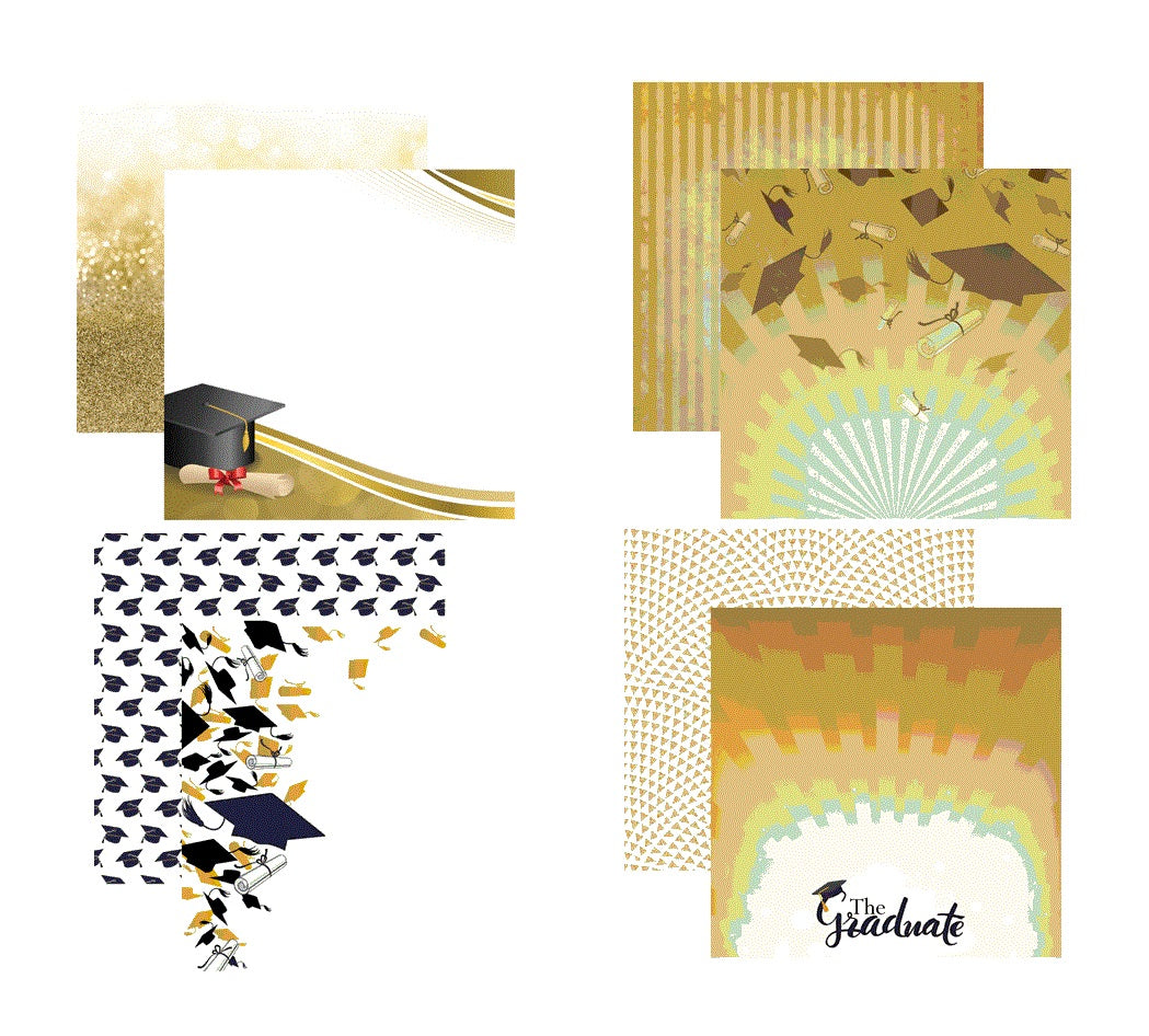 Black and Gold Graduation Scrapbook Paper by Reminisce