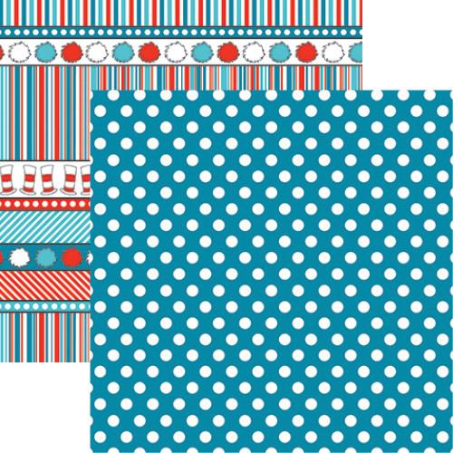 Reminisce Wacky and Wild Blue Dot Scrapbook paper