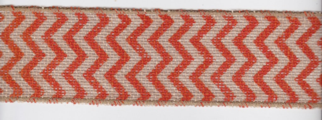 Orange Chevron Burlap Wired Ribbon
