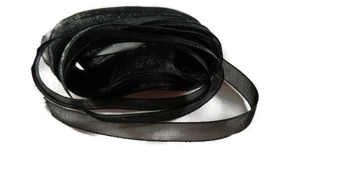 Black Organdy Ribbon 1/4 Inch