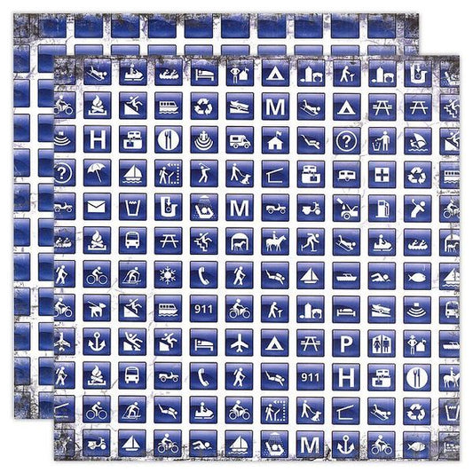 Road Signs Travel Icons Scrapbook paper