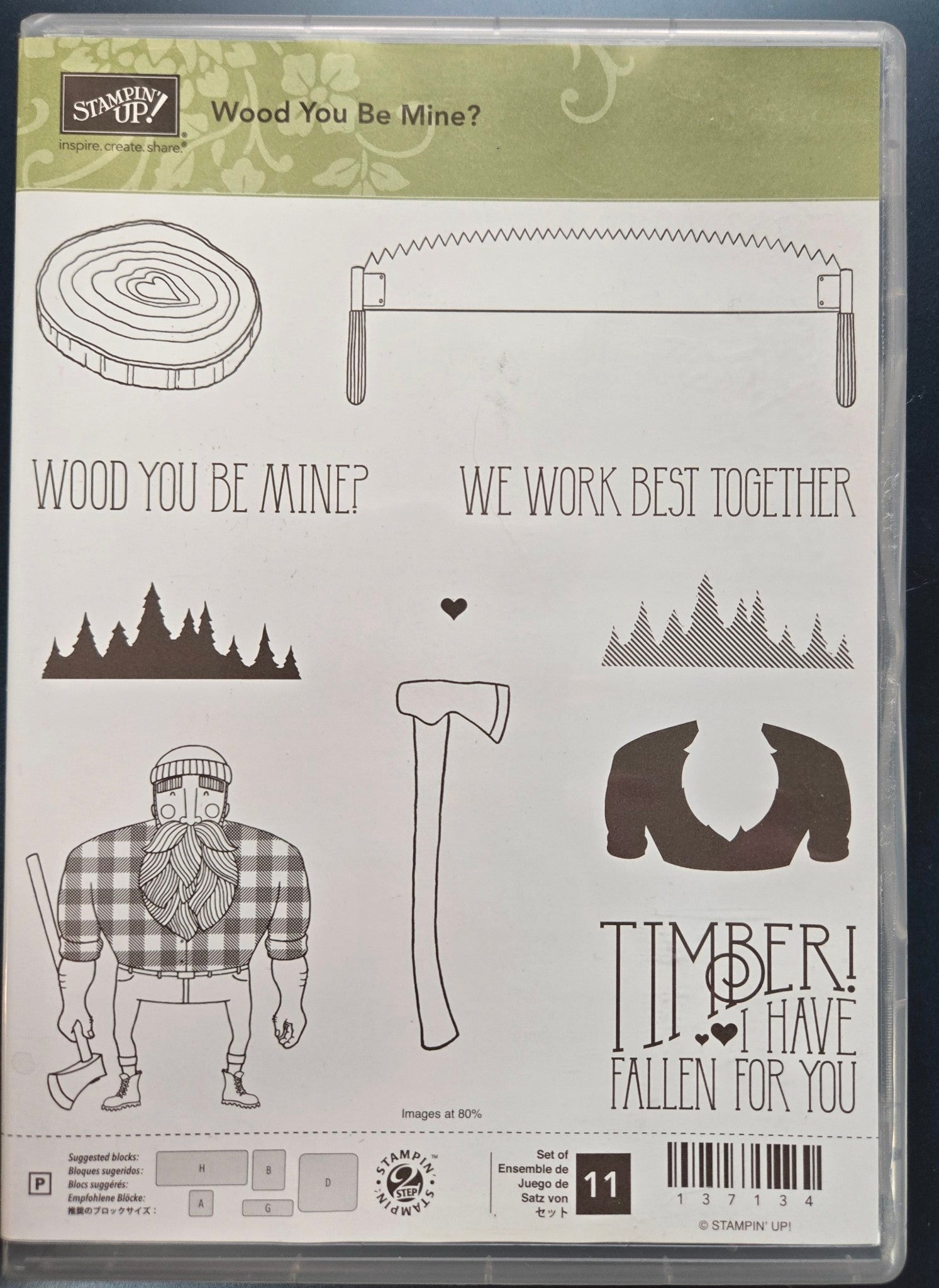 Stampin Up Wood You Be Mine Clear Stamp Set