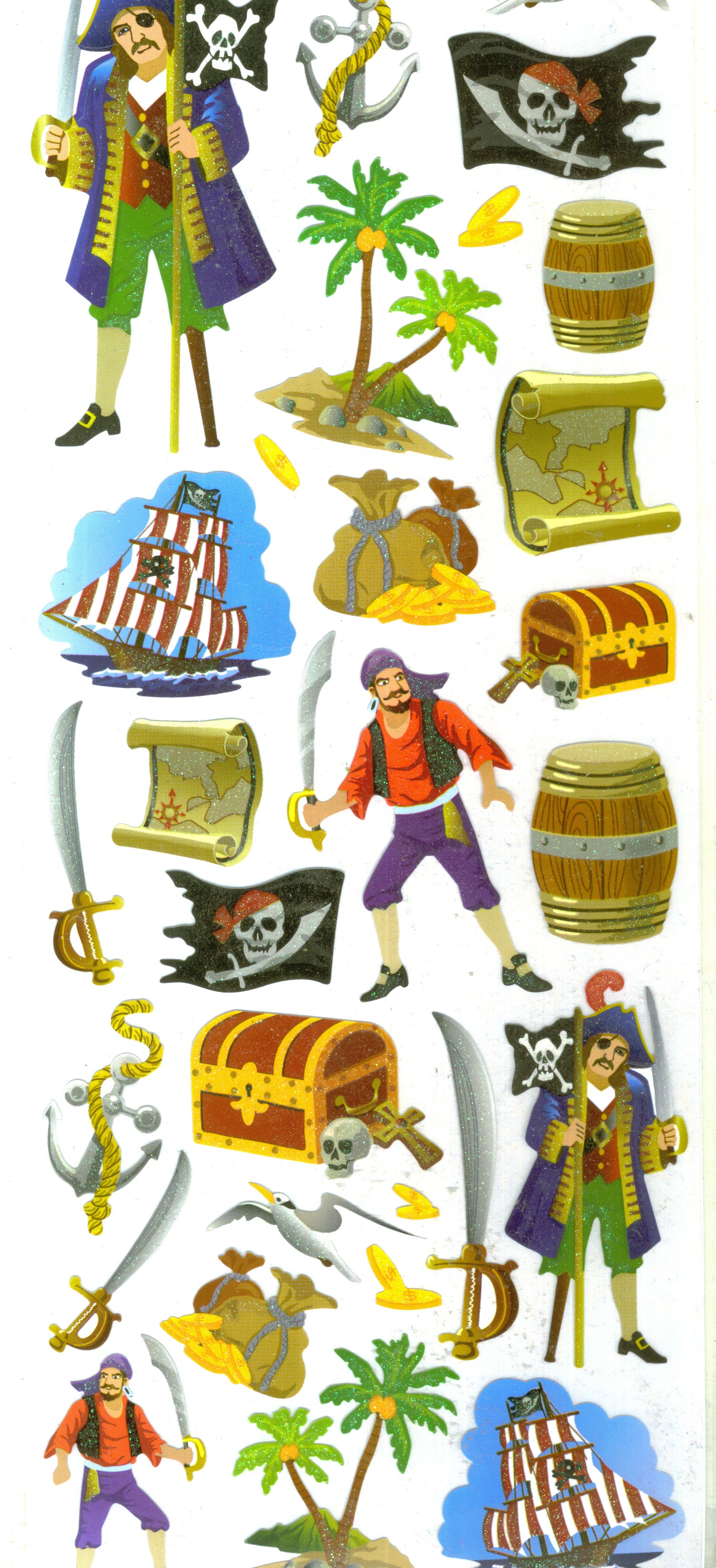 Glitter Pirate Stickers