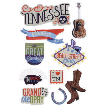 Tennessee 3D Scrapbook Stickers Sheet