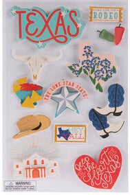 Texas 3d Scrapbook Stickers Sheet