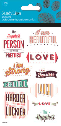 Vintage Typography Glitter Phrase Stickers