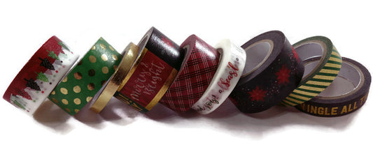 Red Green Gold Christmas Washi Tape Assortment Set