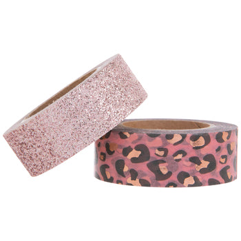 Pink Glitter Leopard Print Washi Tape