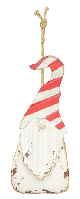Weathered Christmas Gnome Ornament - White