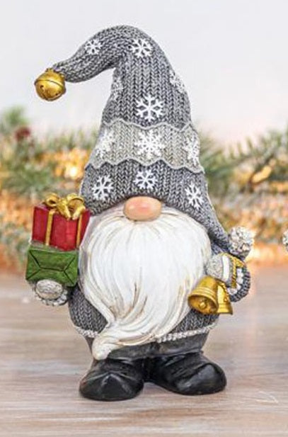 Gray Sweater Jingle Gnome Figurine