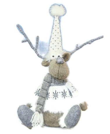 Frosted Ivory Moose Decor