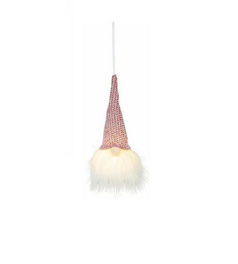 Rose Pink Sweater Cap Gnome Ornament with Light