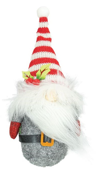 Gray Striped Gnome Ornament