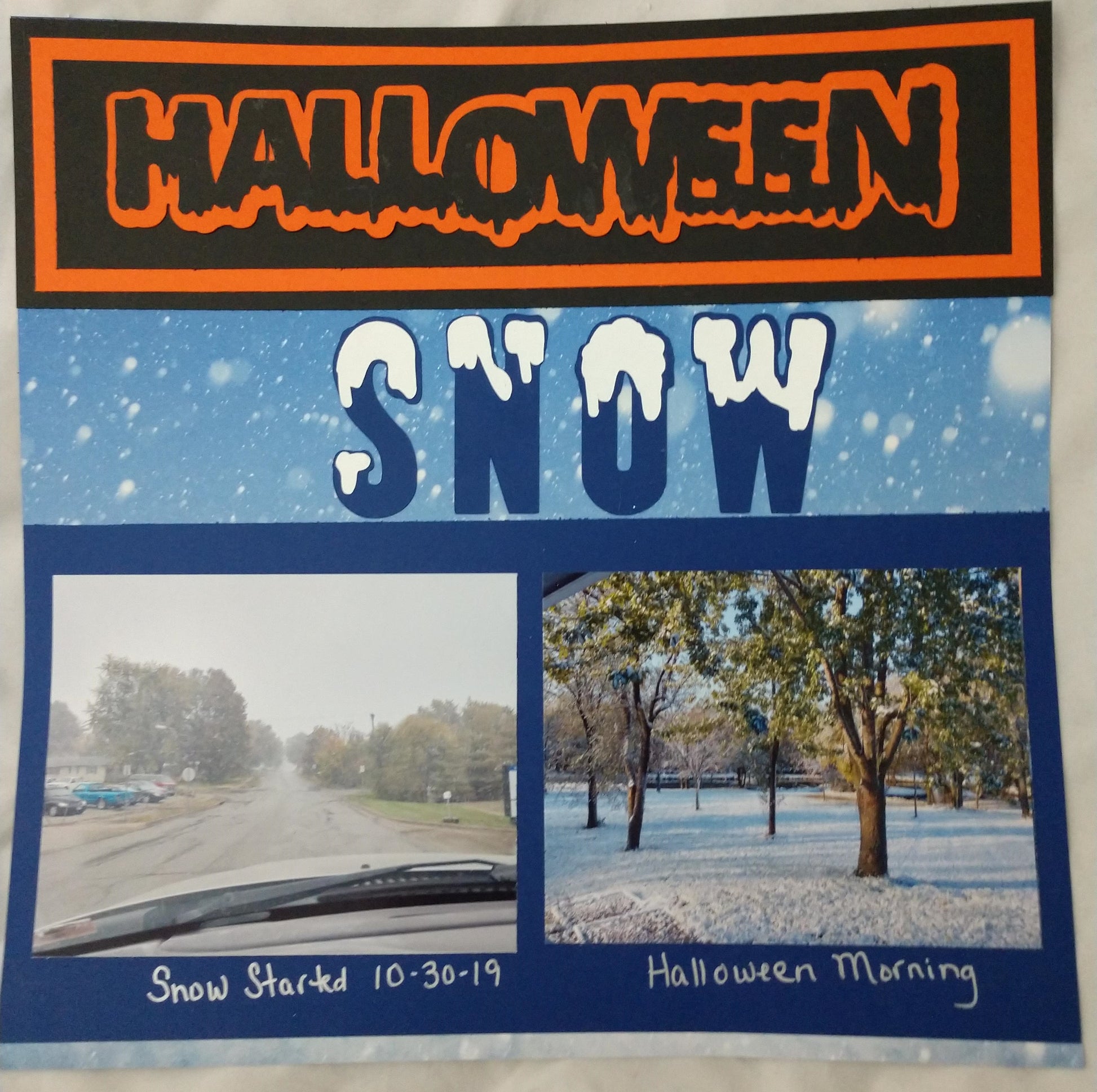 Halloween Snow Scrapbook Layout