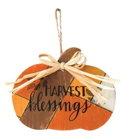Harvest Blessings Pumpkin Sign