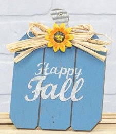 Blue Happy Fall Sunflower Pumpkin Sign