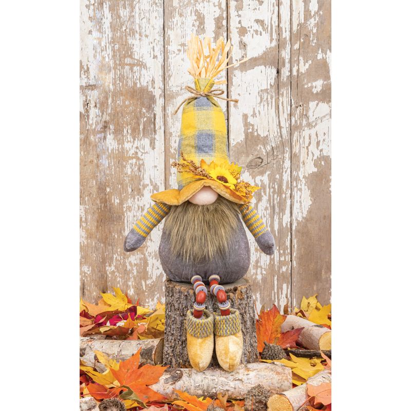 Gray Plaid Gnome Button Leg Fall Decor