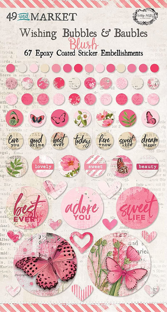 49 and Market Blush Wishing Bubbles Baubles Stickers