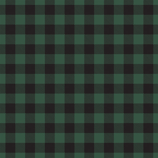 Green and Black Buffalo Plaid Paper Double Sided 12x12 Scrapbook Paper