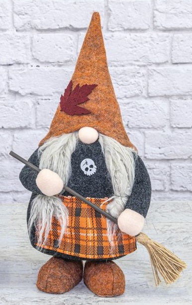 Halloween October Plaid Gnome Stander - Girl