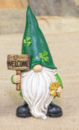 Shamrock Cap Gnome - Welcome Sign Figure