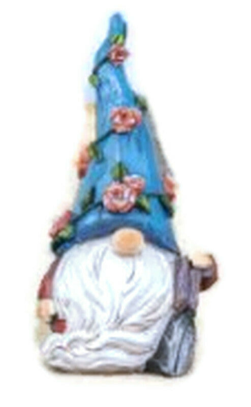 Floral Vine Gnome Figure - 6.5 Inch Tall Blue