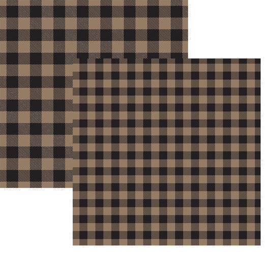 Brown Black Buffalo Plaid Paper 12x12