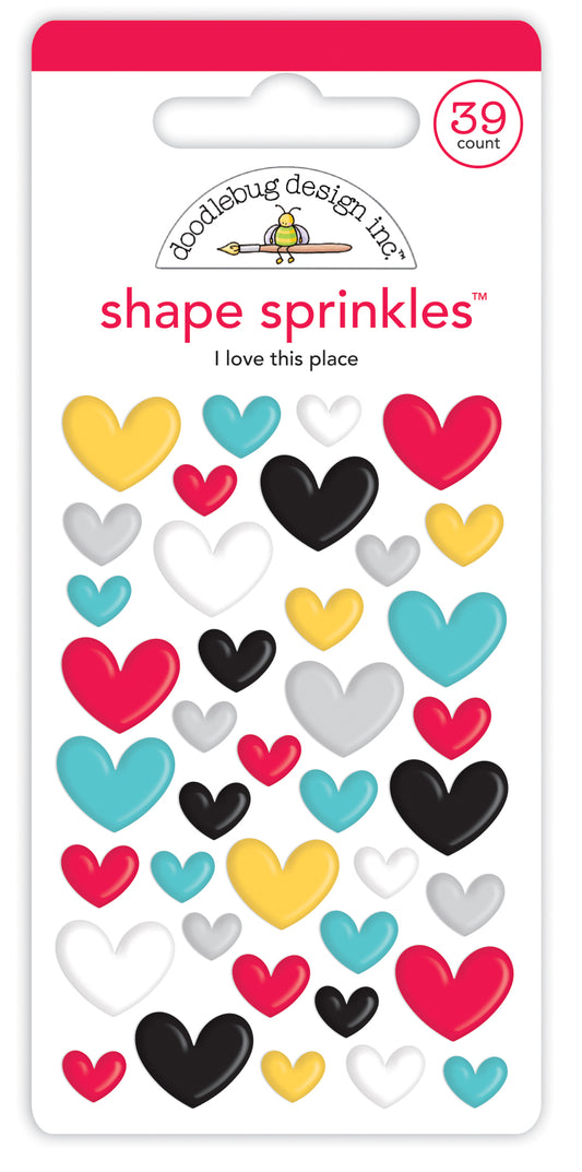 I Love This Place Shape Sprinkles Epoxy Stickers