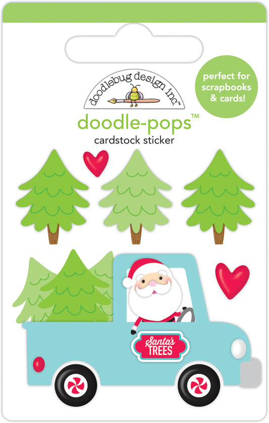 Special Delivery Santa Truck Doodle Pops Sticker