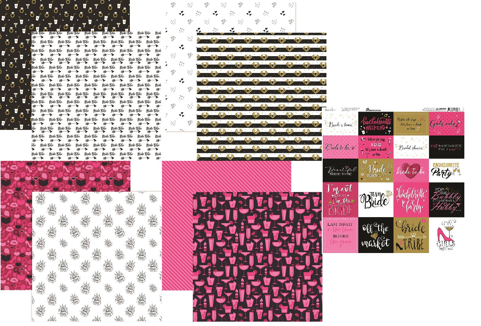 Bride To Be Scrapbook Papers and Stickers Set