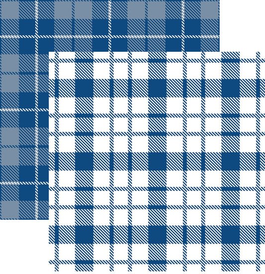 Classic Blue Tartan Plaid Cardstock Paper