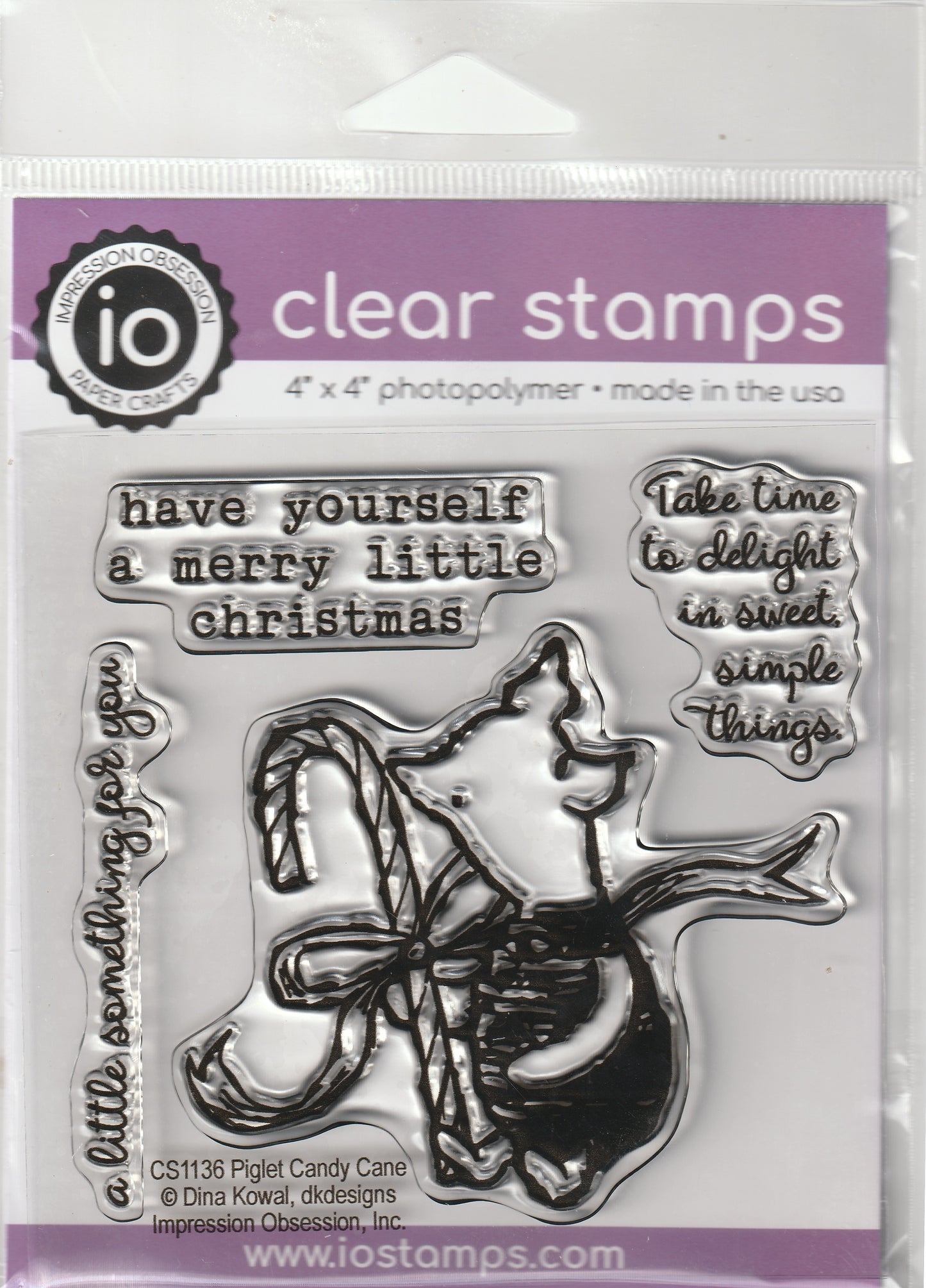 Classic Pooh Piglet Candy Cane Stamp