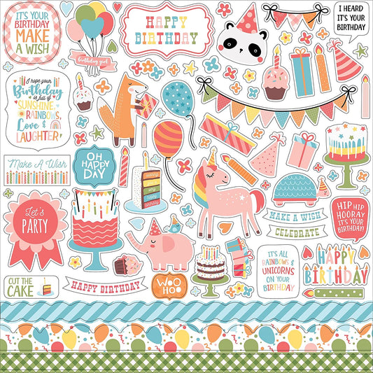 Birthday Wishes, 3D Scrapbook stickers, 15/pk (Little Birdie)