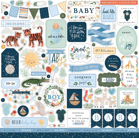 Welcome Baby Boy Stickers by Echo Park