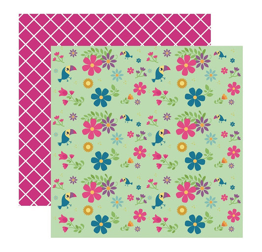 Encanto Enchantment Green Bird Print Scrapbook Paper