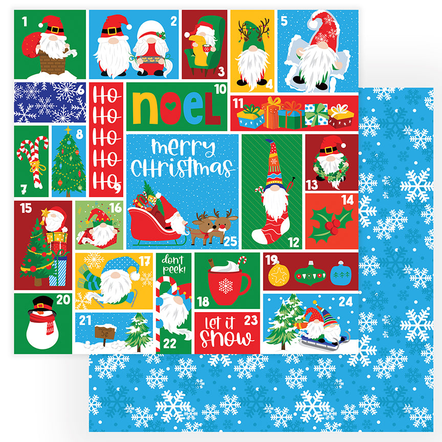 Countdown Gnomes for Christmas Scrapbook Paper