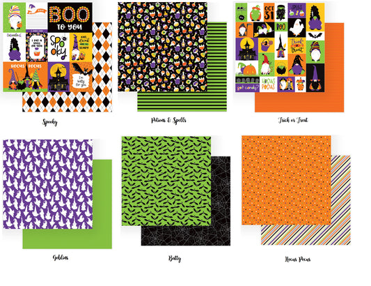 Gnome for Halloween - 12X12 Scrapbook Papers Set - 6 Sheets