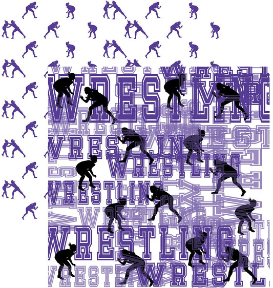 Girls Wrestling Scrapbook Paper purple Style 1