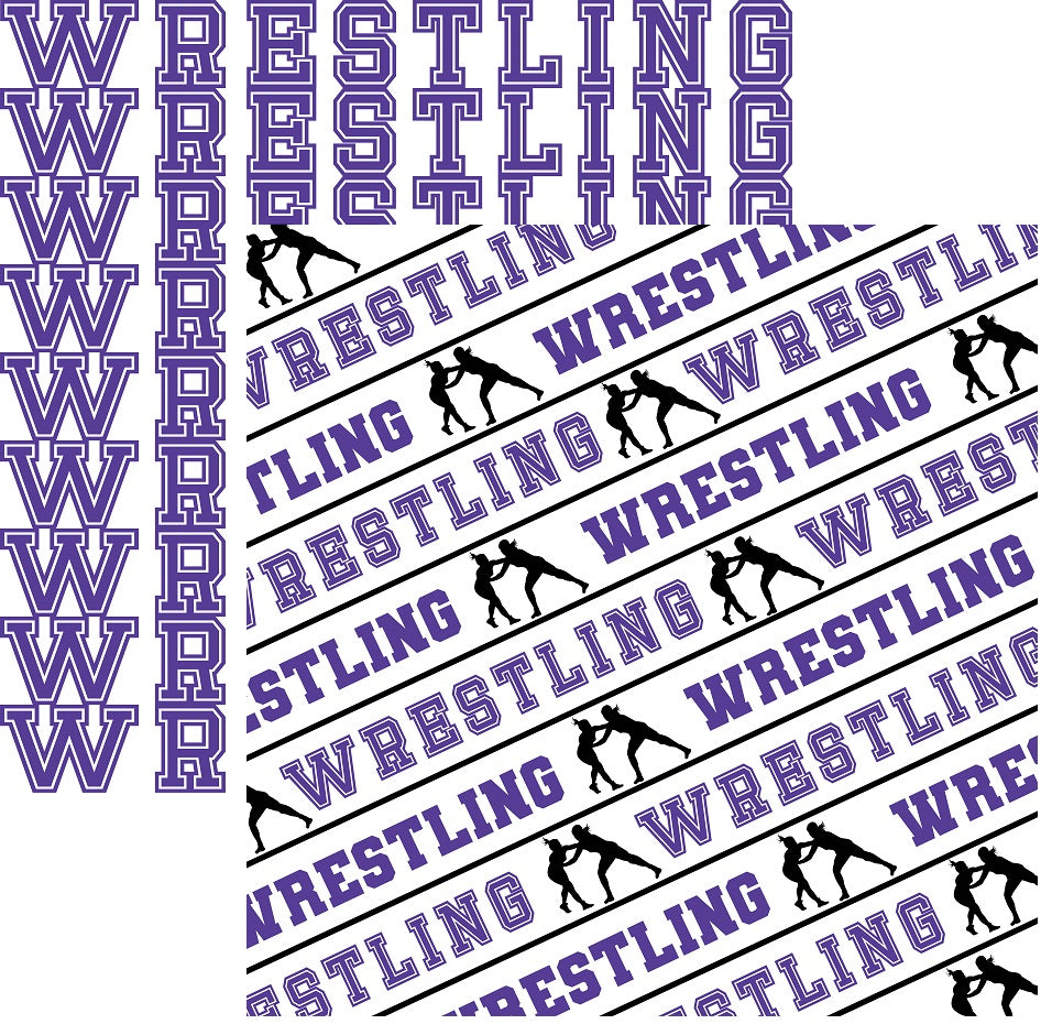 Girls Wrestling Scrapbook Paper Purple Style 5