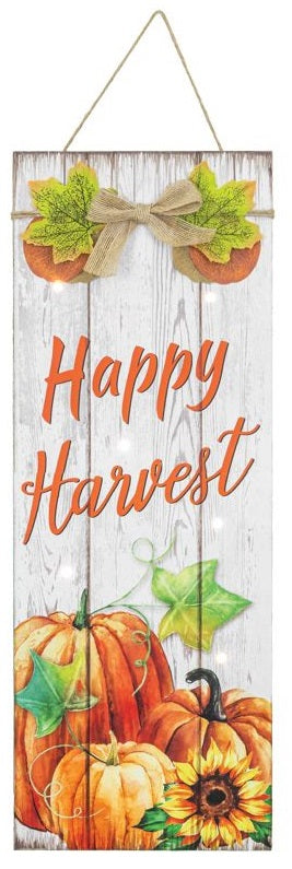 Lighted Happy Harvest Hanging Sign - 21 Inches Tall