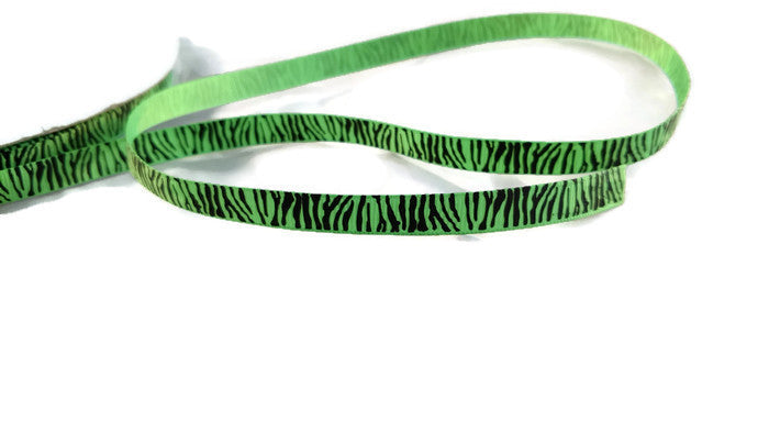3/8" Zebra Print Ribbons - GREEN - 3yds