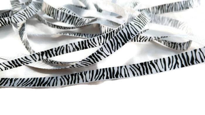 3/8" Zebra Print Ribbons - WHITE - 3yds