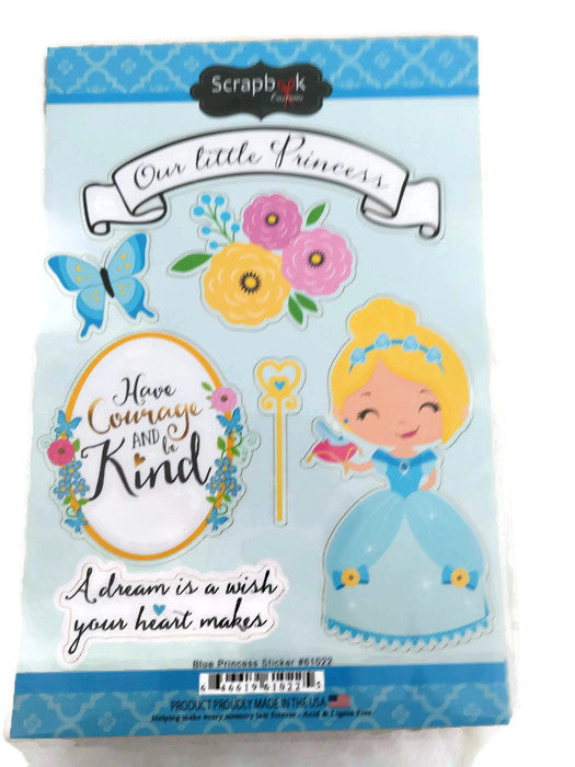Blue Cinderella Princess Stickers by Scrapbook Customs