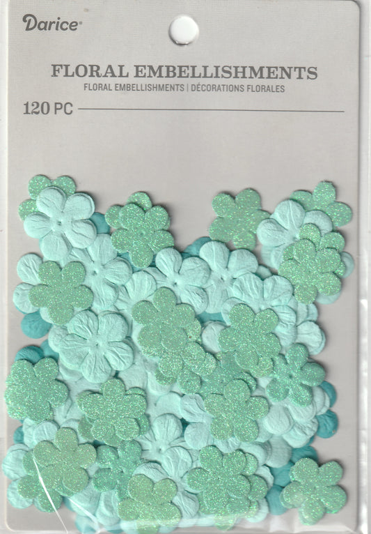 Glitter Mint Green Paper Flowers