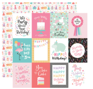3x4 Cards - Its Your Birthday Girl Scrapbook Paper 12x12 - 5 Sheets