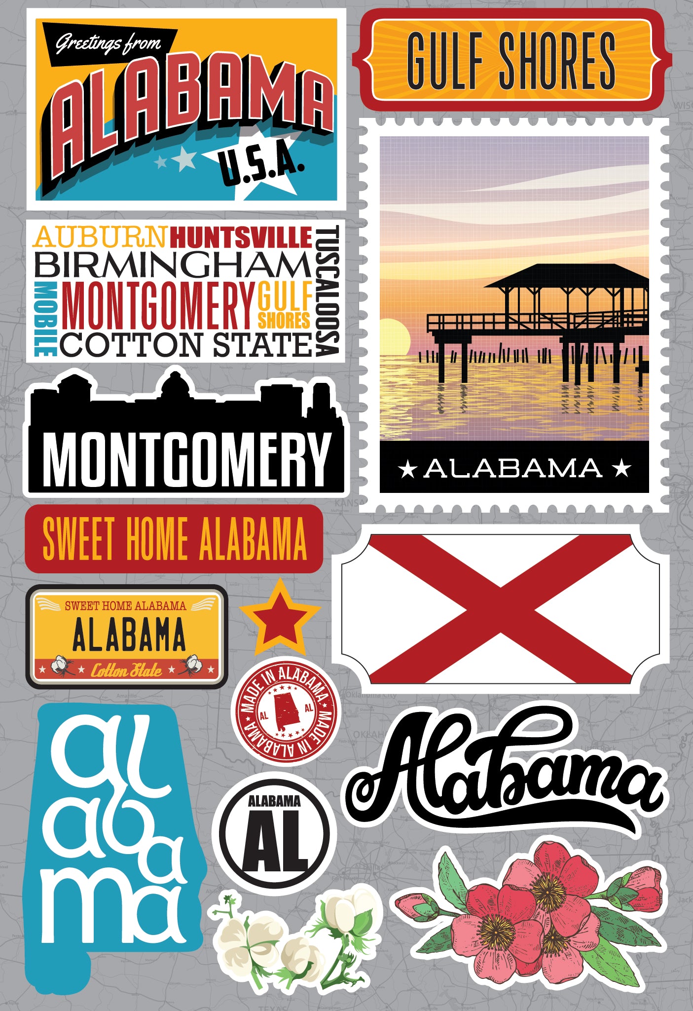 State Alabama Stickers Scrapbook