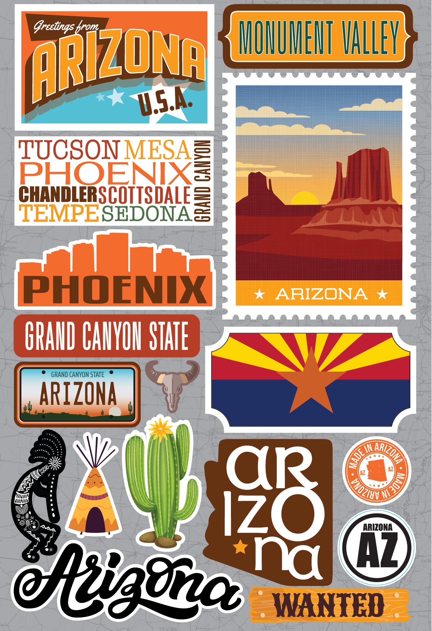 State Arizona Scrapbook Stickers Jet Setters by Reminisce