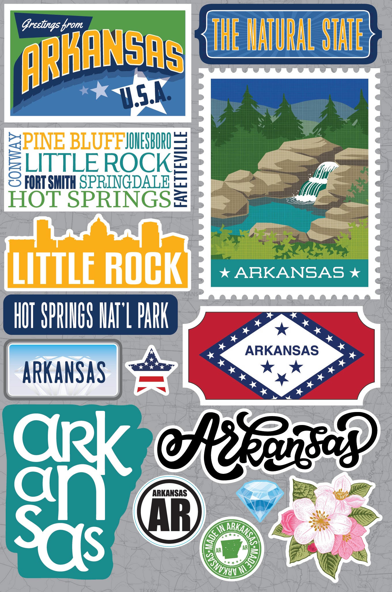 State Arkansas Scrapbook Stickers by Reminisce